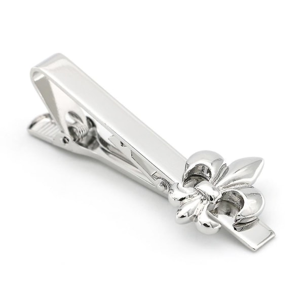 Blomma slipsklämma för män - Silver, rostfritt stål, affärspresent i normal storlek