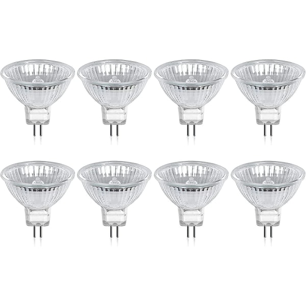 Halogenpære Gu5.3 Mr16 35w 12v Varm Hvit 2800k Dimbar, Glassdeksel 400 Lumen 2 Pin Erstatningsspot, Pakke Med 8 Cisea