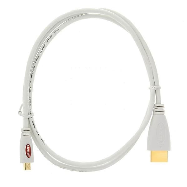 1m guldpläterad Micro HDMI hane till HDMI hane-kabel, version 1.4 (vit)(vit) Vit