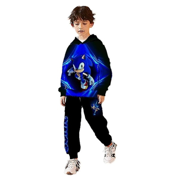 Sonic Kids 3d Printed Hoodies Sweatshirt Sweatpants 2 Piece Outfit Jogging Tracksuit Set For Boys Girls 9-10 Years