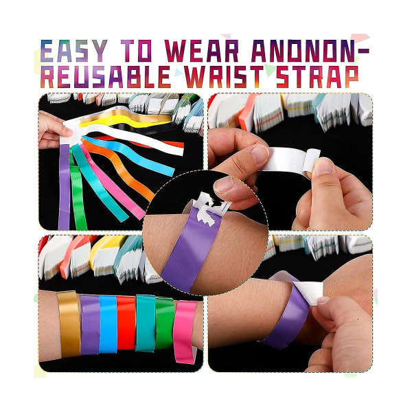 1200 stk. Vandtætte håndbånd Neon-armbånd til arrangementer Koncertarmbånd klæbende armbånd til festfarver