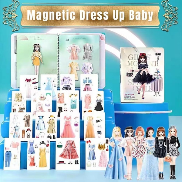 Magnetic Dress Up Baby, Magnetic Princess Dress Up Paper Doll Magnet Dress Up Games, låtsasresor Lekset Toy Dress Up Dolls For Girls Present Set E