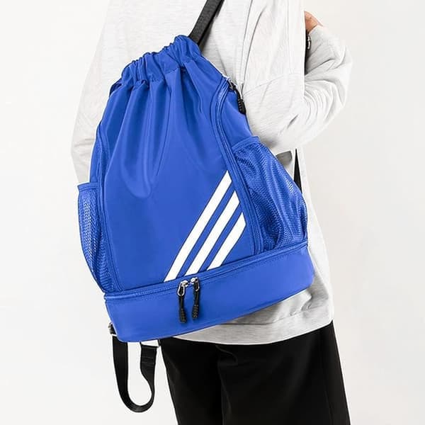 Drawstring Bags, Waterproof Swim Bag for Kids and Adults, Large Drawstring, Athletic Drawstring Gym Backpack, Blue