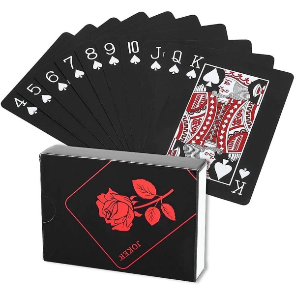 Wabjtam Spillekort, Vanntette Rosebelagte Sorte Pokerkortstokk Magiske Spillekort Spill