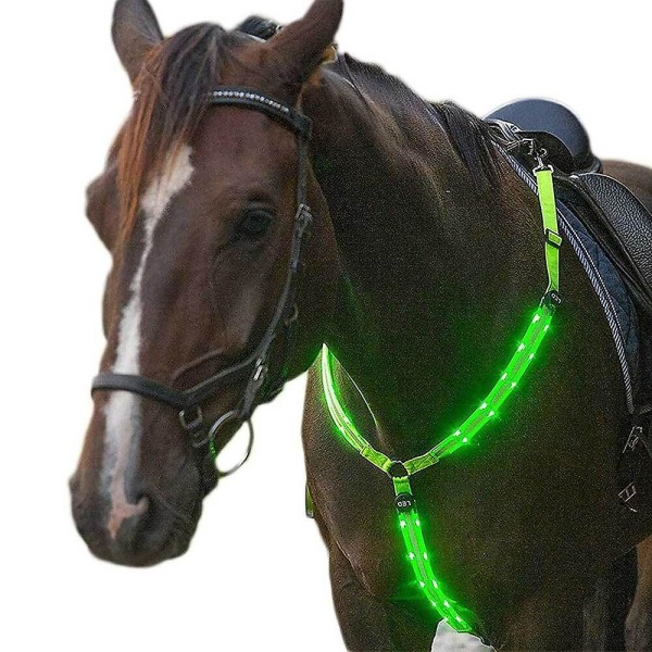 Sele Heste Webbing Led Lights Night Safety Bælte Ridning Udstyr Green