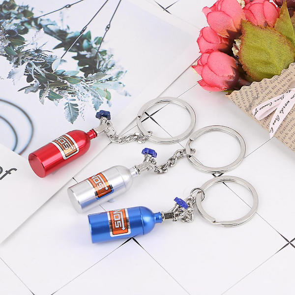 Mode Metal Nøglering Bilnøgleholder Keyfob Til NOS Turbo Nitrgen Flaske Bilstylning