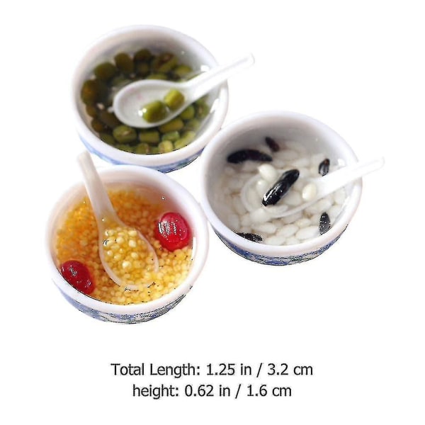 3 st miniatyrhus dessert skål sked miniatyrhus tillbehör (slumpmässig stil)