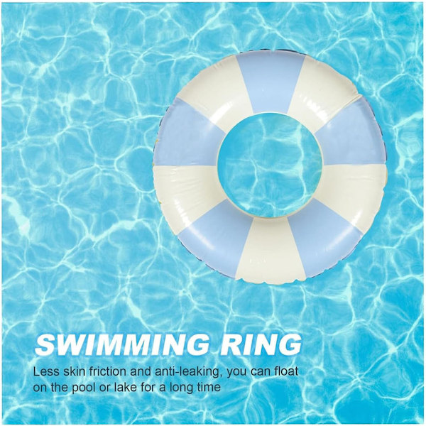 Uppblåsbar badring för vuxna, badring poolboj, retro randig PVC uppblåsbar boj simbassängboj Blue