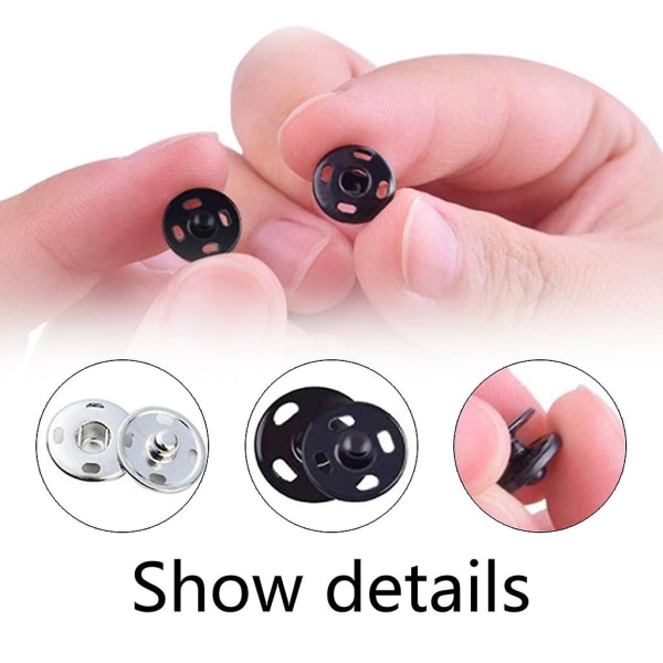 100 set 10 mm/12 mm/15 mm/17 mm/8,5 mm påsydda tryckknappar Metall tryckknappar Tryck på knappen för att sy kläder 17mm