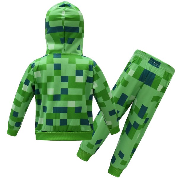 2023 Minecraft pukeutumisvaatteet Isot lapset Syksyinen pitkähihainen puku villapaita + housut Kaksiosainen set 7073 150cm