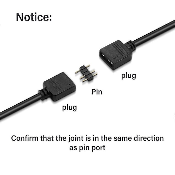 4kpl RGB-jatkokaapeli 5V 3-nastainen - SM 3-nastainen naaras ARGB-liitin Osoitettava adapterikaapeli RGB-tuulettimelle, PC LED-nauhalle