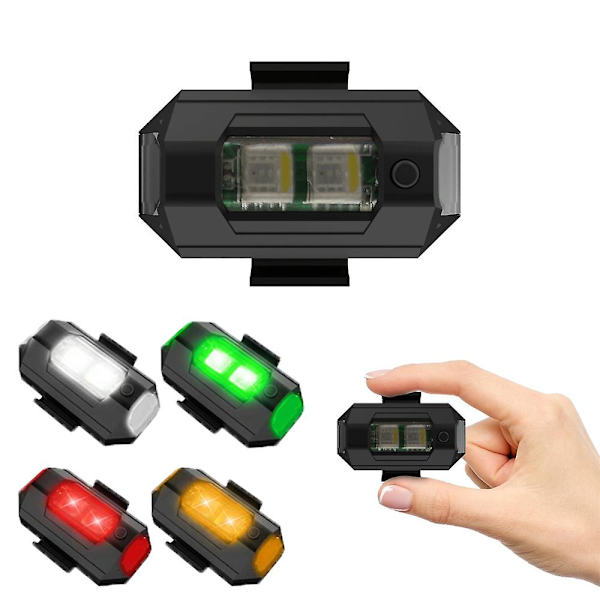 Trådløs motorcykel fly LED-lys Universal blinkende advarselslys 4 farver justerbar USB-opladning Mini lampe - Motorcykel signallamp