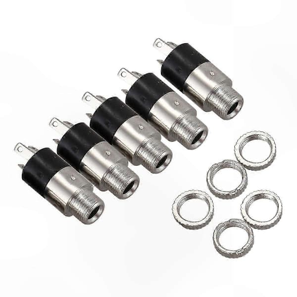 5-pak 3,5 mm stereo panelmonterede jackstik silverblack