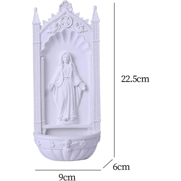 Den velsignede jomfru Maria Jesus figurharpiksstatue - katolsk dekorativ skulptur for soverom/kontor (989)