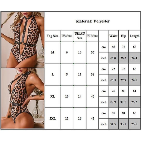 Sexet dameundertøj udskåret leopard-bodysuit XL