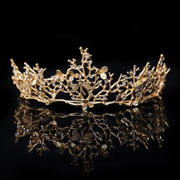 Gull tiara bryllup tiaraer og kroner for kvinner, rhinestone Queen Tiara