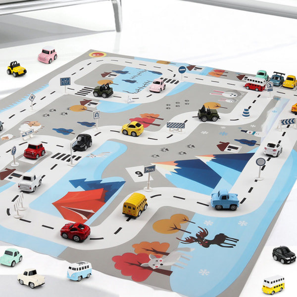 Barn Lekmatta Stad Väg Byggnader Parkering Karta Spel Scen Karta Pedagogiska Leksaker