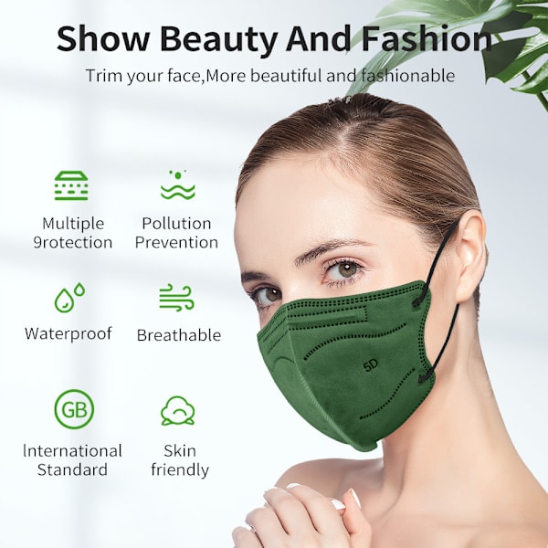 10 stk. Aldult's 5D maske farve udendørs forebyggelse maske ansigtsmasker