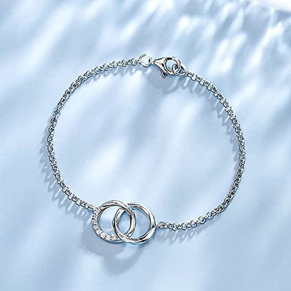 Wabjtam Halsband och armband för par i massivt sterlingsilver med Mobius evighetscirkel