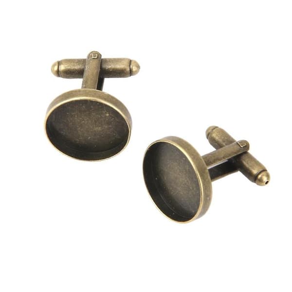 10 stk. 16 mm runde blanke innstillinger Base Pad Mansjettknapper Antikk Bronse