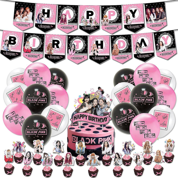 Blackpink festartikler til fans Fødselsdagsfestpynt - 1 festbanner 18 festballon