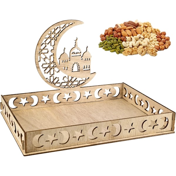 Ramadan Tray, Eid Mubarak Wooden Tray, Moon Dinner Plate Tray, Ramadan Tray, Eid Mubarak Wooden Dessert Tray, Table Decoration for Ramadan Party