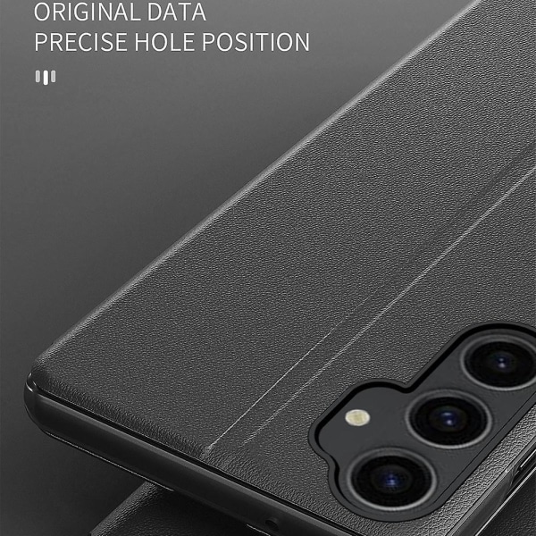 Fodral i PU-läder med fönster för Samsung Galaxy S23 FE, droppskydd, stativskydd