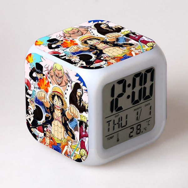 SSRGV Anime One Piece Väckarklocka, Cartoon Färgrik Färgväxlande Kvadratisk Väckarklocka, Kreativ Väckarklocka, Väckarklocka Present, Liten Present (Stil 5)