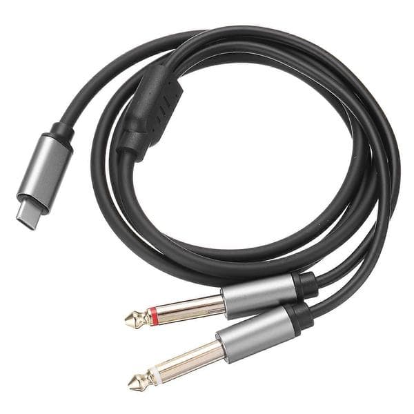 USB C til Dobbelt 6,35 mm 1/4\" Stereo Splitter Y Kabel Sort o Ledning 1m/3,3ft