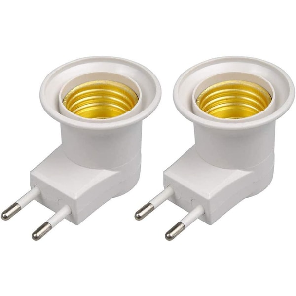 Led-lampa E27 Hane Sockel Typ Eu Plug Adapter Converter för lamphållare med på/av-knapp (vit*2)