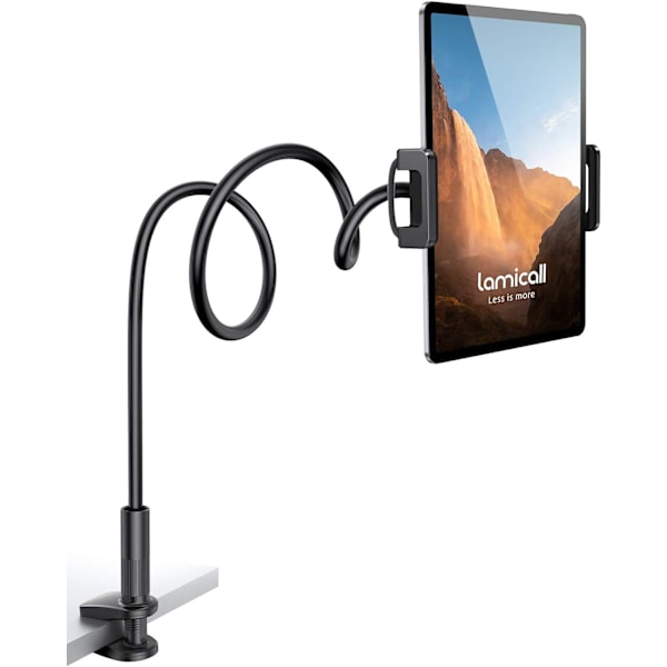 Svanehals Nettbrettholder, Fleksibel Nettbrettstativ - 36\" Lazy Arm 360 Justerbar Holder Klemme Brakett Seng for iPad Pro 9.7, 10.5, 11, 4.7-11\" Enheter black