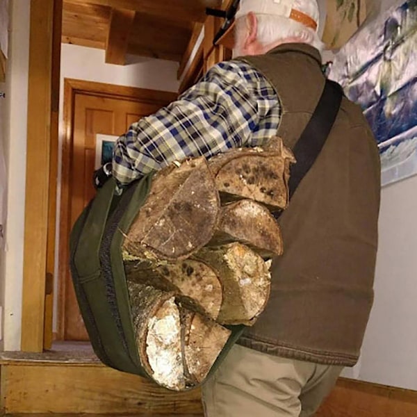 Canvas Puukori - Kokoontaitettava Vedenpitävä Puunkantoteline Suuri Kapasiteetti, Porta