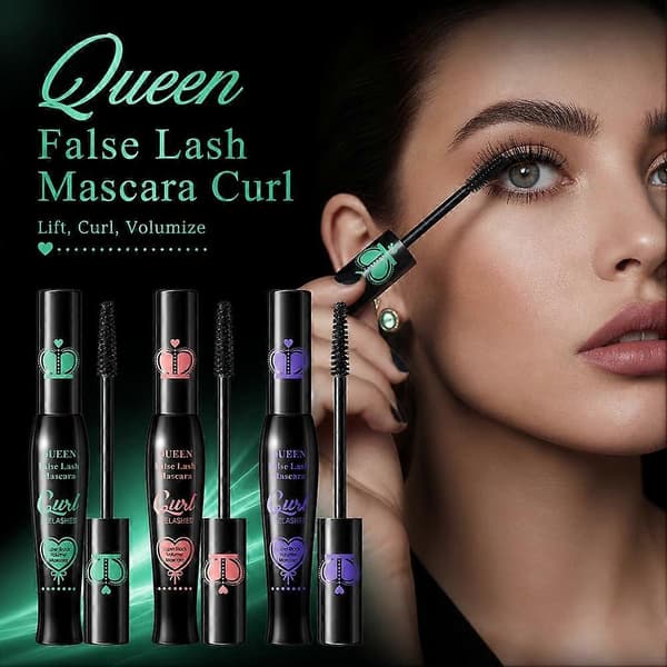 QUEEN False Lash Mascara Curl Eyelashes-Black Pink Tube