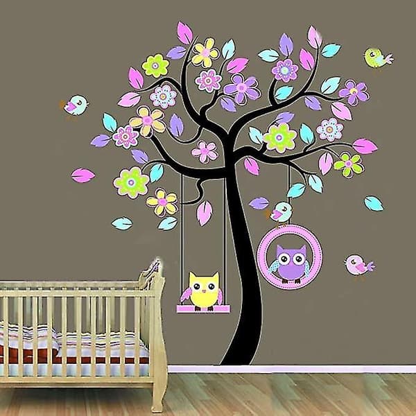 2 st uggla & träd väggdekal väggsticker ark 60 * 90 cm