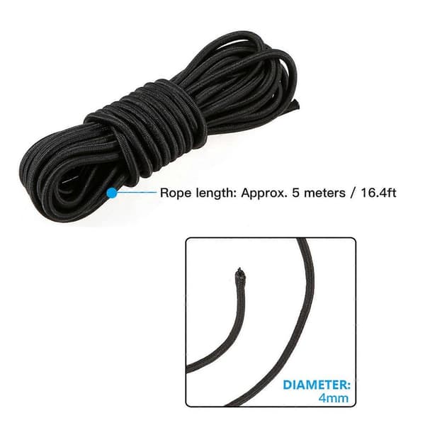 5m Kajak Elastiksnor 4mm/5mm Elastisk Reb Rød/Blå/Lilla/Sort