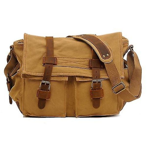 Augur 2138 Herre Casual Canvas Skulder Messenger Crossby Bag Khaki