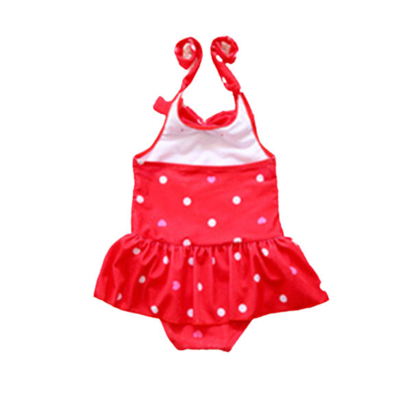 Børn Baby Piger Polka Dot Badetøj Halter Bodysuit Headwrap Bikini Sæt Beachwear Red 5-6 Years
