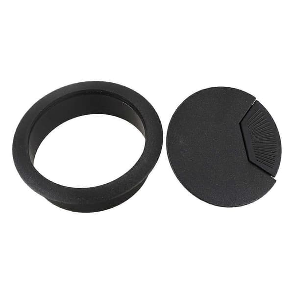 4 stk. 50 mm diameter skrivebordsledning ledningskabel grommets hul dækning sort Silver Tone