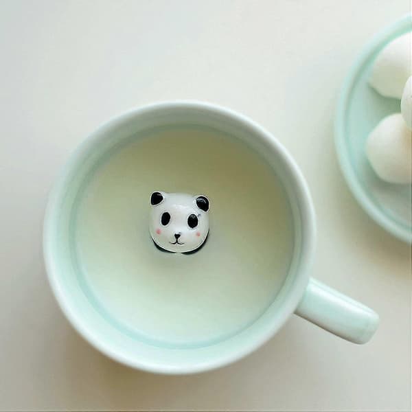 Kaffemugg Panda 3D Tecknad Djur Inuti Keramik Kopp
