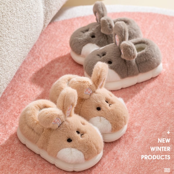 Winter Warm Furry Bunny Slippers 220 (khaki), baby kanin Sh