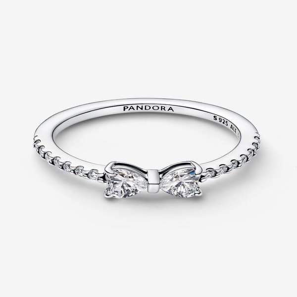 Pandora - Kimalteleva rusettisormus - Sterlinghopea Circumference: 52mm