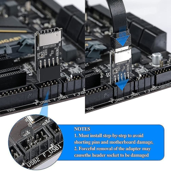 Usb 2.0 Front Panel Header Usb 9pin Till Usb 2.0 Typ-e Intern Adapter Moderkort Kontakt Adapter
