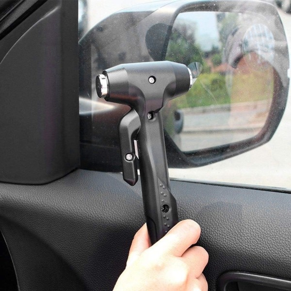 Langhåndtak multifunksjonell bilsikkerhetshammer med sikkerhetsbeltekutter vindusknuser nødrømningsverktøy