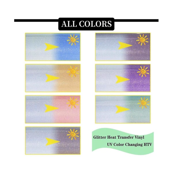 7 kpl UV-väriä vaihtava lämmönsiirtovinyyli 7 arkkia flash-väriä vaihdattava lämmönsiirtokalvo