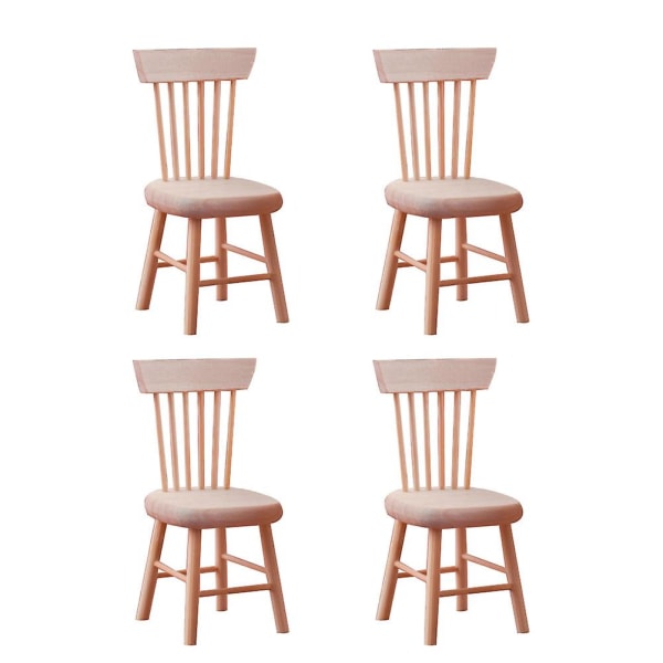 4 stk Simulert stol Bærbare leker Gjør-det-selv-maleritilbehør Trepynt Mikrodekor til hotellkontor