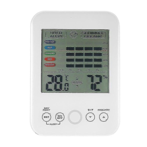 Form Digital hygrometertermometer med form och LCD-skärm Pekskärm inomhustermometer och hygrometer 5-nivåskala