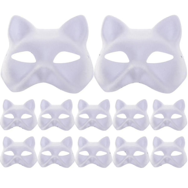 12pcs Cat Mask Prop Sta Performance Blank Mask