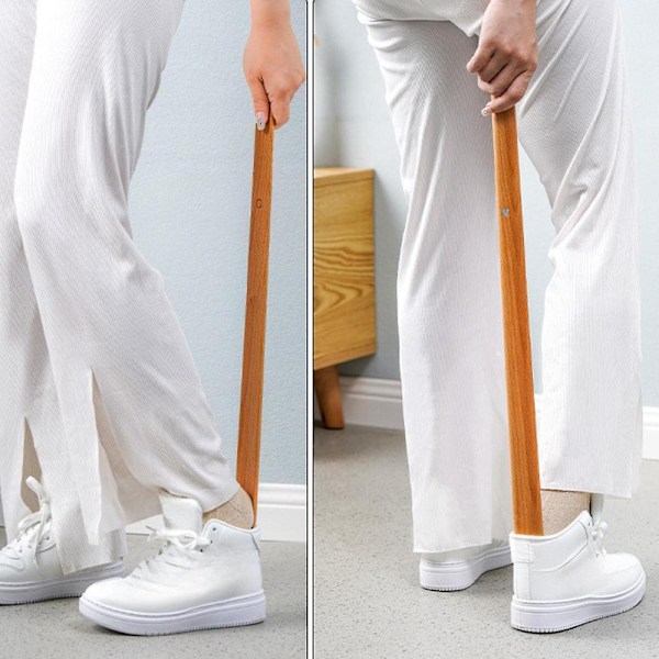 Skohorn med Langt Håndtak og Magnetisk Base for Barn med Funksjonshemming, Beige Khaki Khaki 55cmx4cm