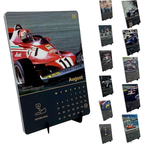 2024 Kalender, 2024 Formel 1 Kalender, Formula Ones Racing Calendar, 12 månaders F1 Race Car Skrivbordskalender för F1 fans