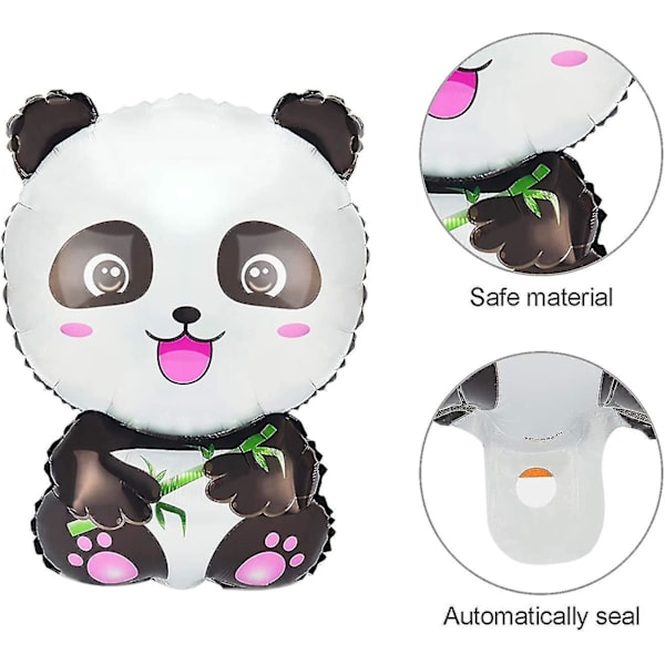 8 Panda-ballonger i tegneserieform - Pandaformede folieballonger - Dyreballonger fra dyrehagen - Panda-festartikler - Gratulerer med dagen Panda-ballonger for barn - Jungel-anim